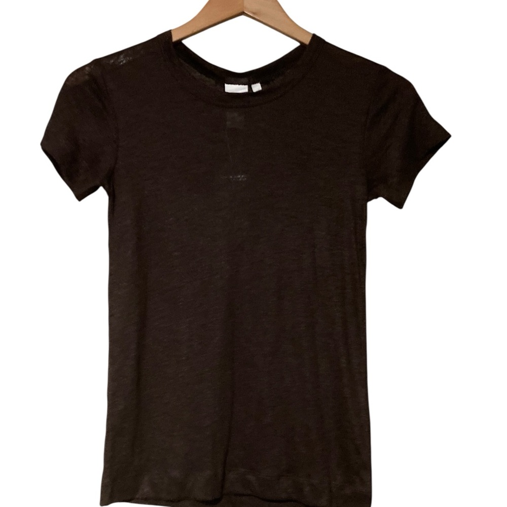 H&M Brown Short Sleeve 100% Linen Tee Shirt NEW